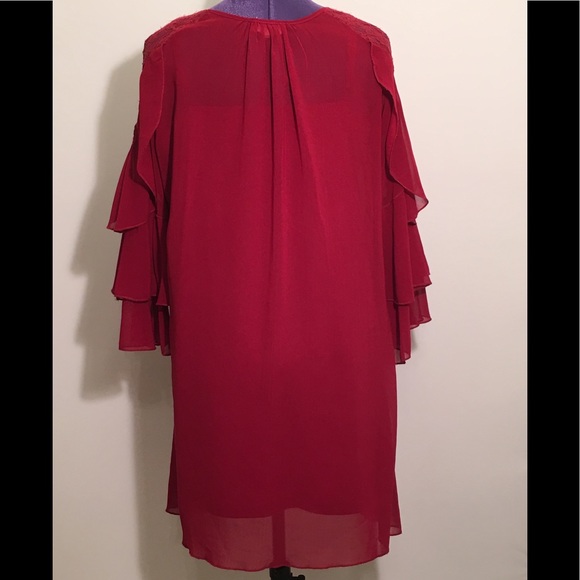 Aubrey Ann 2 pc Midi dress 3/4 ruffle sleeves - Picture 7 of 8